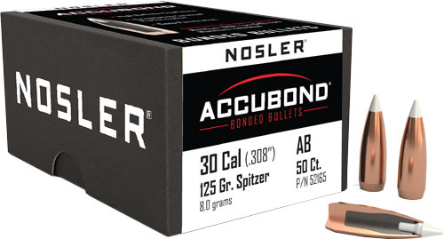 125GR ACCUBOND 50CTNOSLER BULLETS 30 CAL .308 