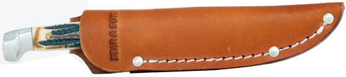 TROUT 3" W/LEATHER SHEATH USABEAR & SON INDIA STAG BIRD & 