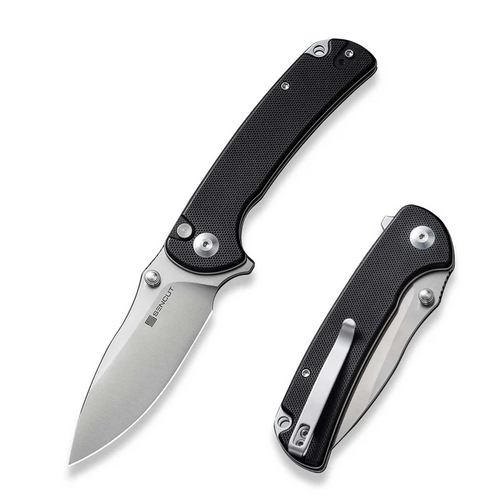 Pulsewave Flipper/Thumb Stud Folding Knife 3.45"" Satin 9Cr18MoV Drop Point Plain Edge Blade, Black G10 Handle