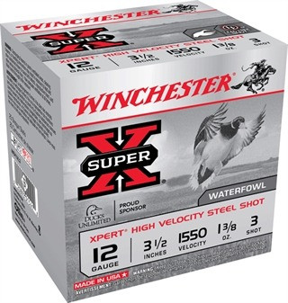 Winchester 12 Gauge Ammo 1 3/8 oz #3 Steel Ammunition - 25 Rounds