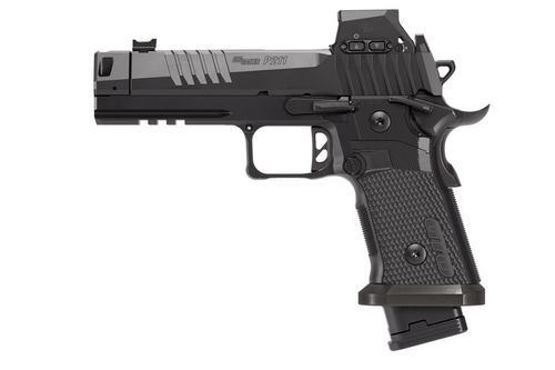 Sig Sauer 211F9GTOBRXSL P211 GTO w/Optic Full Size 9mm Luger 23+1 4.40" Black Bull Barrel w/MACH3D Compensator, Black Nitron Stainless Steel Optic Ready/Serrated Slide, Black Nitron SS Frame w/Picatinny Rail, G10 Grip Panels Grip, ROMEOX Pro