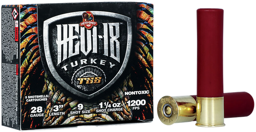 HEVI-Shot HS7289 HEVI-18 TSS Turkey 28Gauge 3" 1 1/4oz Tungsten 9Shot 5 Per Box/10 Case Ammo for MA, CT, NJ, IL, NY & CA Buyers