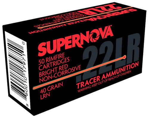 Supernova PMSN22LRR Red Tracer Non-Corrosive 22 LR 40 gr Lead Round Nose 50 Per Box/ 100 Cs Ammo for MA, CT, NJ, IL, NY & CA Buyers