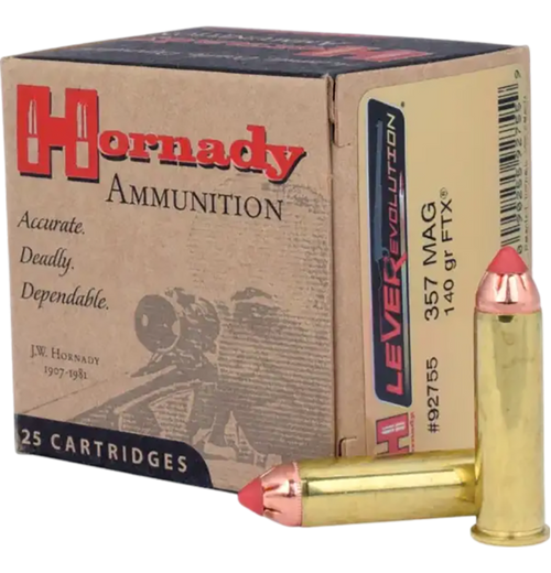 Hornady 92755 LEVERevolution  357Mag 140gr Hornady Flex Tip eXpanding 25 Per Box/10 Case Ammo for MA, CT, NJ, IL, NY & CA Buyers