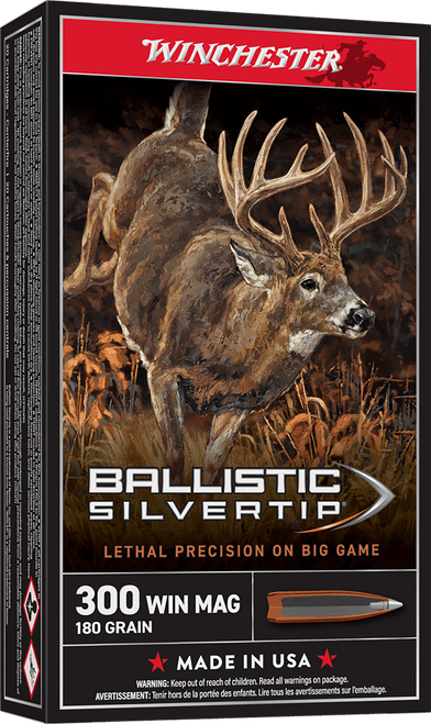 Winchester Ammo SBST300 Ballistic Silvertip  300WinMag 180gr Rapid Controlled Expansion Polymer Tip 20 Per Box/10 Case Ammo for MA, CT, NJ, IL, NY & CA Buyers