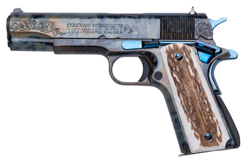  Collectible only 300 made Colt 1911 CNCTRADITION Tradition Exclusive Government 45 ACP 7+1 5" Stainless Match Grade Barrel, Color Case Hardened Stainless Steel Serrated Slide, Color Case Hardened Stainless Steel Frame, Stag Grips