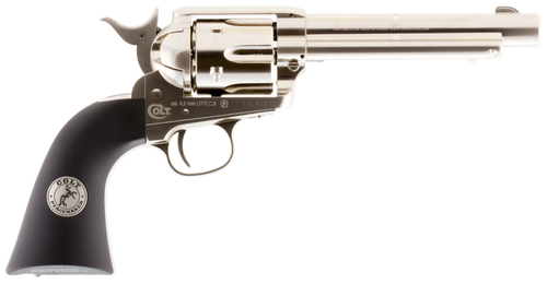 Umarex 2254051 Colt Peacemaker CO2 Pistol 177 Pellet 6rd Single Action, Nickel Frame, CO2 Housed In Black Polymer Grip