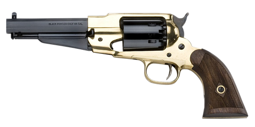 Pietta PF58BR44512 1858 Remington Brass Sheriff 44 Cal 6rd 5.50" Blued Octagonal Steel Barrel & Cylinder, Brass Frame, Checkered Walnut Grip