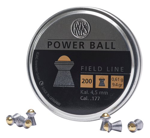 Umarex USA 2317414 Power Ball Field Line 177 Steel Lead Domed Pellet/ 200 Per Tin
