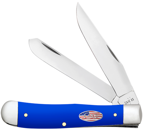 Case 16400 USMC  Folding Clip Point/Spey Plain Tru-Sharp SS Blade, Smooth Royal Blue Synthetic Handle