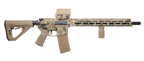 Cnc Firearms CNCDDDCV7 Daniel Defense DDM4 V7 5.56 NATO 30+1 16" Duck Camo Cerakote, Threaded Barrel, Aluminum Receiver w/Picatinny Rail, M-LOK Handguard, DD Buttstock & Grip, Tan Vortex AMG UH-1 Red Dot
