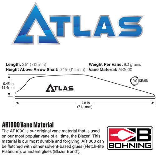Bohning Atlas Vanes White 100 pk.