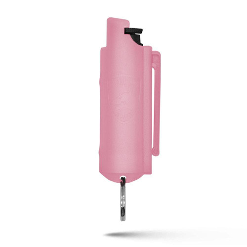 PEPPER SPRAY KEYCHAIN WITH BELT CLIP - PINK, QUICK ACTION