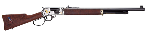 Henry H010BGMC Spirit Of The Corps  45-70 Gov 4+1 22" Black Octagon Barrel, Nickel Engraved w/24K Gold Inlay Brass Drilled & Tapped Receiver, American Walnut Straight Stock