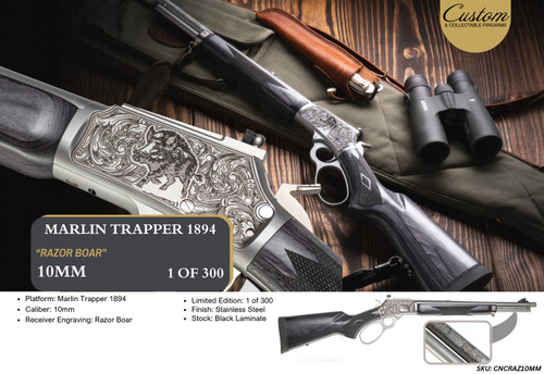 Marlin 1894 SBL Wild Boar 10mm Auto 16" Polished Stainless Steel, Polished Engraved Receiver, Gray Fixed Laminate Stock CNCRAZ10MM