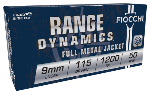 IN STOCK  Fiocchi 9AP Range Dynamics  9mmLuger 115gr Full Metal Jacket 50 Per Box/20 Case Ammo for MA, CT, NJ, IL, NY & CA Buyers