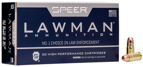 Speer 54232 Lawman Training Clean-Fire 357Sig 125gr Total Metal Jacket Flat Nose 50 Per Box/20 Case Ammo for MA, CT, NJ, IL, NY & CA Buyers