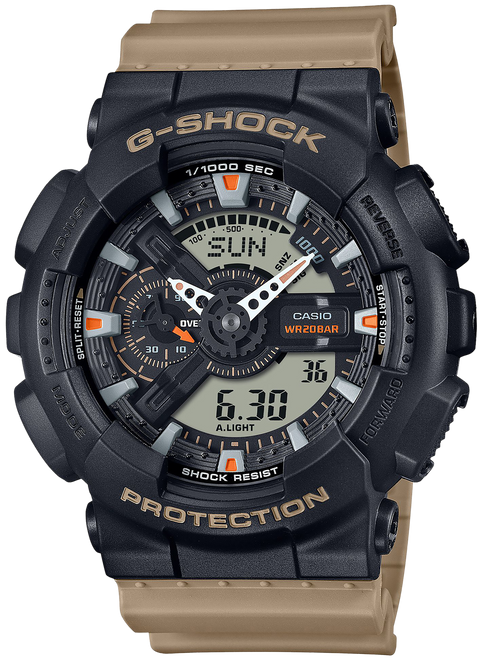 GSHOCK GA110TU1A5CR  ANLG-DIGTL WRLD TIME      TAN