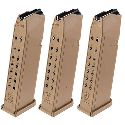 MAGAZINE 9MM LUGER 17RD FOR GLOCK 17/19X COYOTE 3-PACK