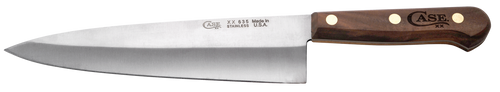 Case 07316 Chef's  8" Fixed Plain Mirror Polished Tru-Sharp SS Blade, Walnut Handle