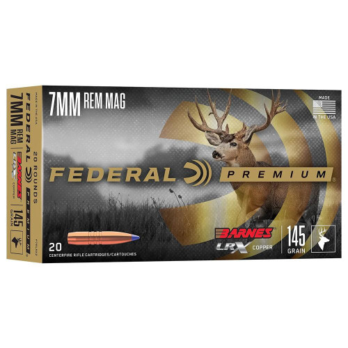 Federal 7mm Rem Mag Ammo 145gr Barnes LRX Ammunition - 20 Rounds