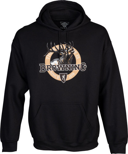 ELK BLACK XXLARGEBROWNING HOODIE VINTAGE EMBLEM 