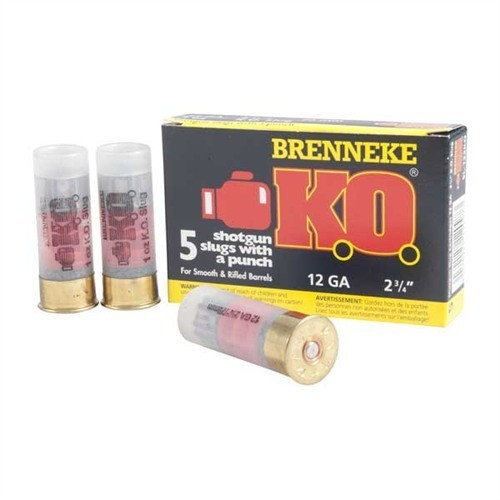 Brenneke 12 Gauge Ammo 1 oz Rifled Slug Ammunition - 5 Rounds
