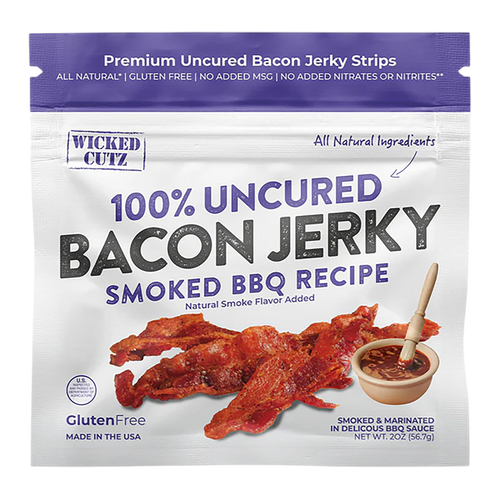 Wicked Cutz WCPJ02BQ Smoked BBQ Bacon Jerky 10 Pack