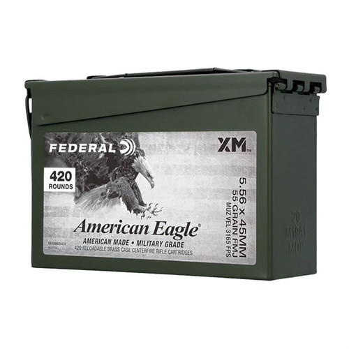 Federal 5.56x45mm NATO Ammo 55gr FMJ Ammunition - 420 Rounds