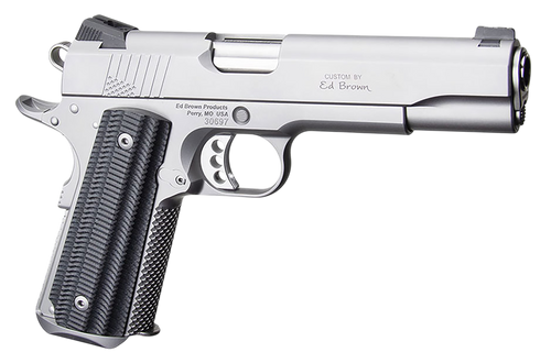Ed Brown BASESS2A 1911 2nd Amendment 45 ACP 5" Stainless Steel Barrel, Serrated Slide & Frame, Black Alien G10 Grip, Right Hand