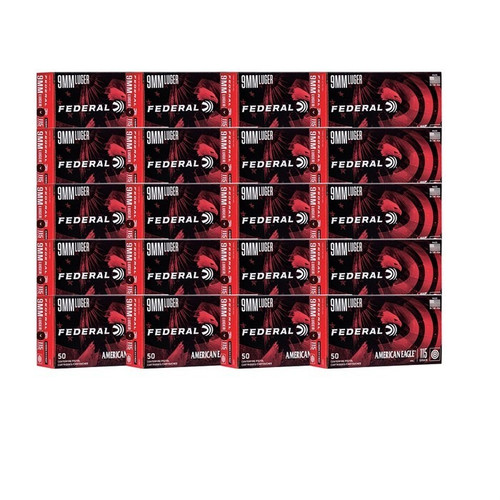 Federal 9mm Luger Ammo 115gr FMJ Ammunition - 1000 Rounds