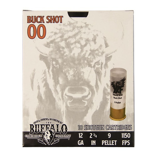 Buffalo Cartridge 12 Gauge Ammo 00 Buck Shot Ammunition - 10 Rounds