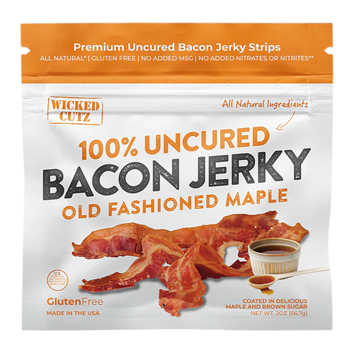 Wicked Cutz WCPJ02MA Old Fashioned Maple Bacon Jerky 2 Servings 10 Pack