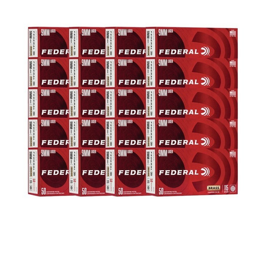 Federal 9mm Luger Ammo 124gr JHP Ammunition - 1000 Rounds