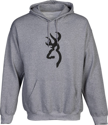 MARK HEATHER GRAY XLARGEBROWNING HOODIE BRANDED BUCK 