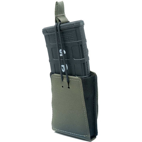 SINGLE RIFLE 5.56 NATO MAG POUCH W/BUNGEE RETENT RANGER GRN