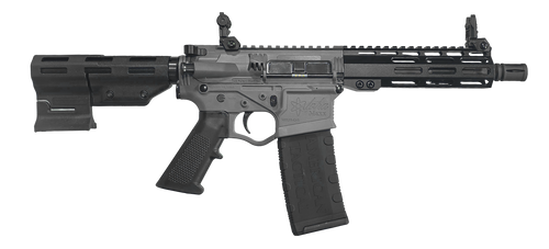 ATI ALPHA MAXX 5.56 PISTOL 7.5" BBL 7" HG, SNIPER GREY, PARBRACE, FLIP UPS, 1-30RD