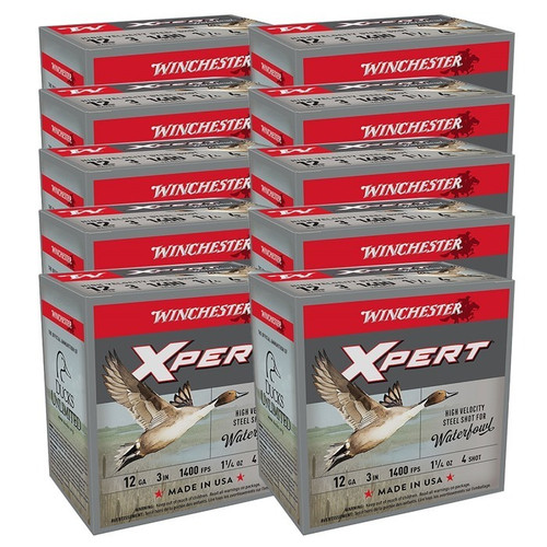 Winchester 12 Gauge Ammo 1-1/4 oz #4 Steel Shot Ammunition - 250 Rounds