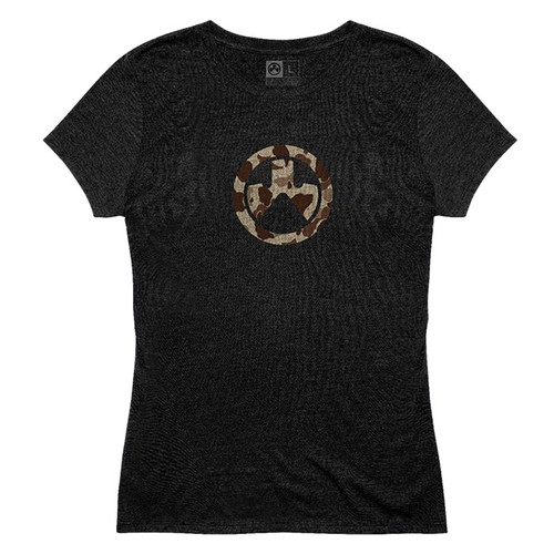 WOMEN'S RAIDER CAMO CVC T-SHIRT BLACK SMALL