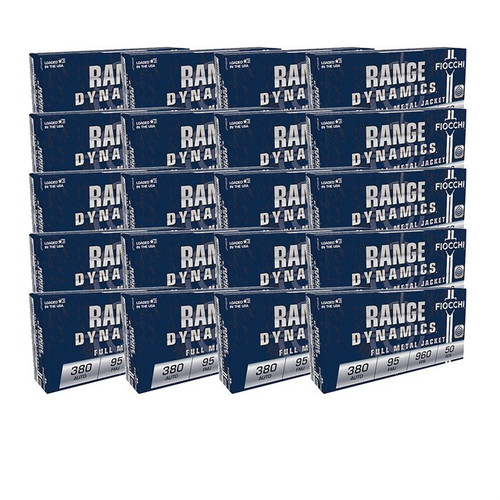 Fiocchi .380 Auto Ammo 95gr FMJ Ammunition - 1000 Rounds