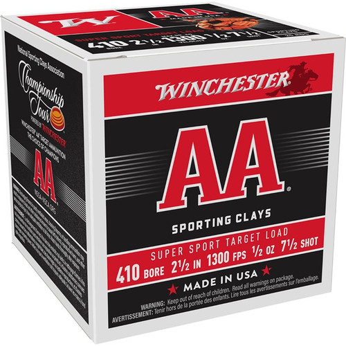 AA SPORTING CLAYS 410 BORE 2-1/2'' 1/2 OZ #7.5 SHOT 250/CASE