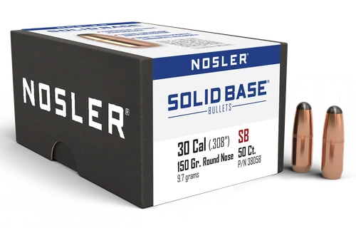 Nosler 30 Caliber .308 inches 150gr Round Nose Bullets 50 Count