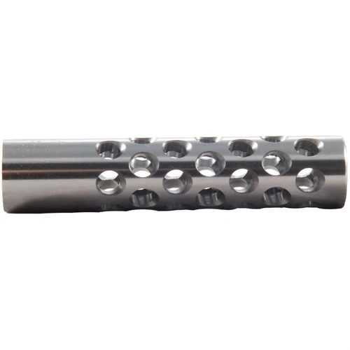 #01 MUZZLE BRAKE 22 CALIBER 7/16-28 CHROME MOLY SILVER