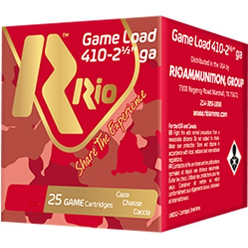 Rio Ammunition 410 Bore Ammo 1/2 oz #9 Shot Ammunition - 25 Rounds
