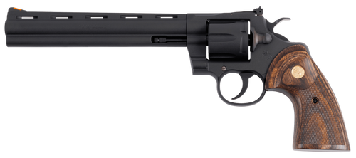 Colt Mfg PYTHONBM8WTS Python  357 Mag/38 Special 6 Shot 8" Matte Blued Vent Rib Carbon Steel Barrel, Cylinder & Frame, Wood Grip, Exposed Hammer