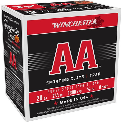 Winchester 20 Gauge Ammo 7/8 oz #8 Lead Ammunition - 250 Rounds