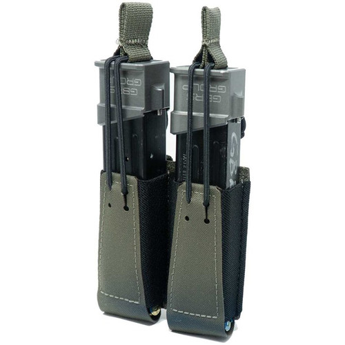 DOUBLE PISTOL MAGAZINE POUCH W/BUNGEE RETENTION RANGER GRN