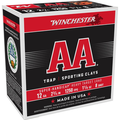 AA SPORTING CLAYS 12 GAUGE 2-3/4'' 1-1/8 OZ #8 SHOT 250/CASE