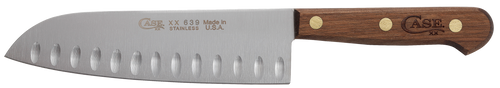 Case 07322 Santoku  7" Fixed Plain Mirror Polished Tru-Sharp SS Blade, Walnut Handle