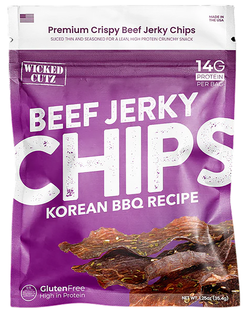 Wicked Cutz WCBC01KB Korean BBQ Beef Jerky Chips 8 Pack